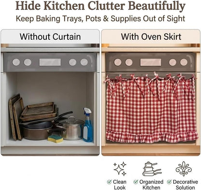 Handmade Decorative Oven Skirt - Heat-Resistant Fabric, Adjustable Fit