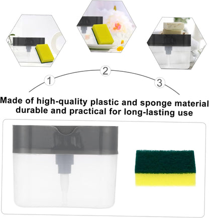 Kitchen Soap Dispenser Sponge Holder Press for Easy Dishwashing