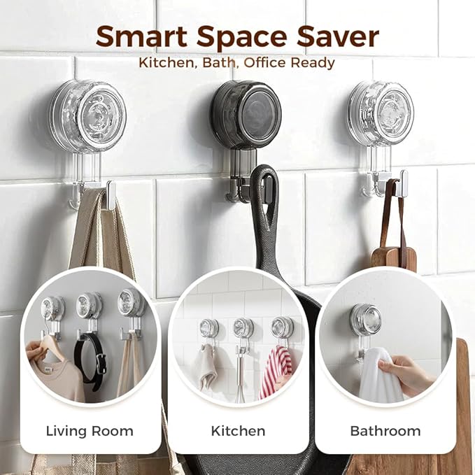 4Pcs Heavy Duty Suction Cup Hooks,Suction Cup Hooks for Shower