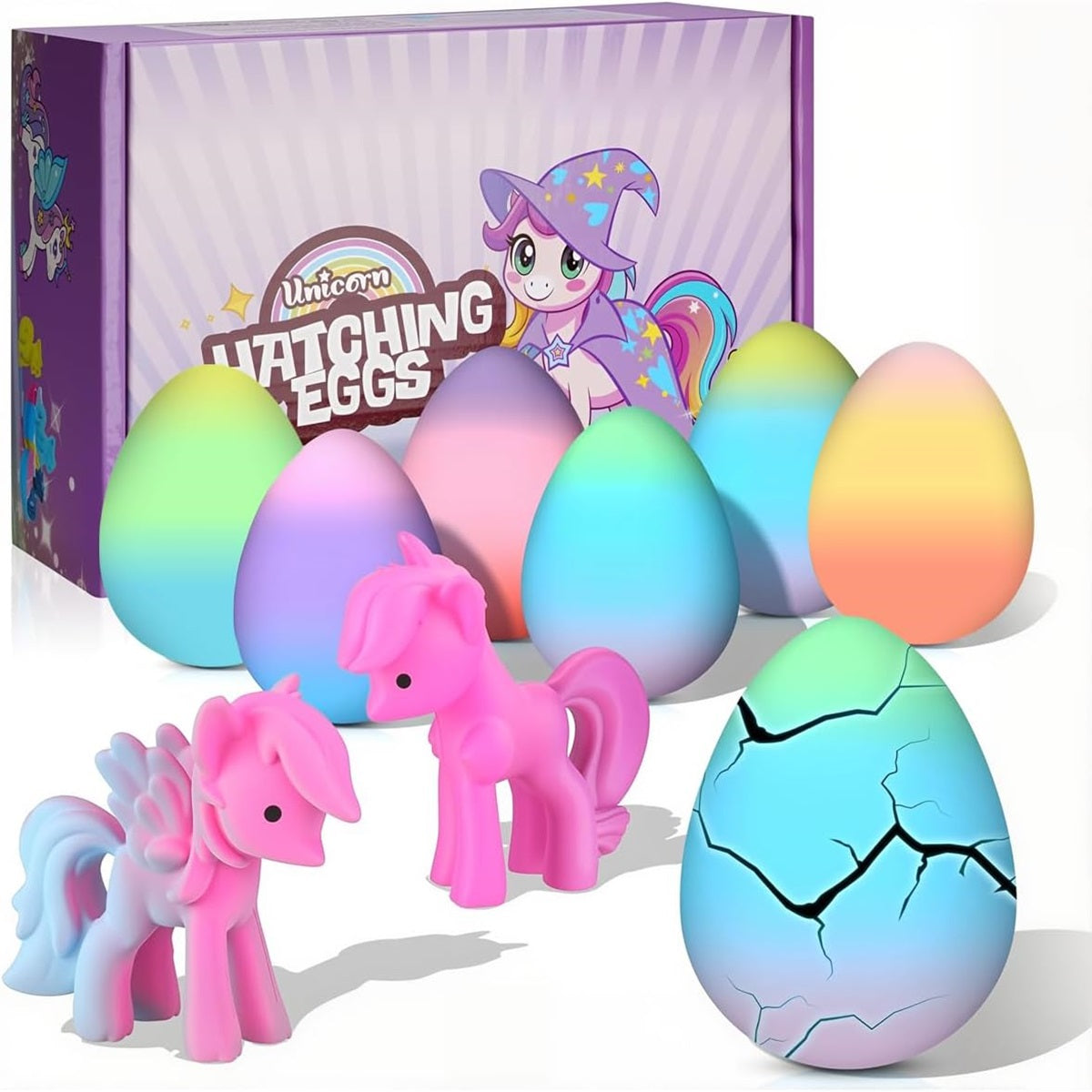 6 Pack Unicorn Hatching Rainbow Eggs for Kids