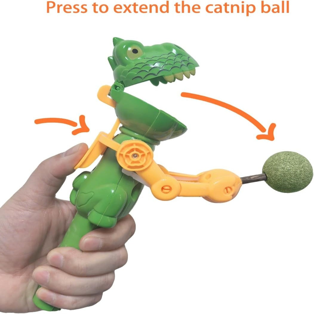Lollipop Toy for Cats, Dinosaur Shaped Interactive Cat Chew Stick (Catnip Not Included)