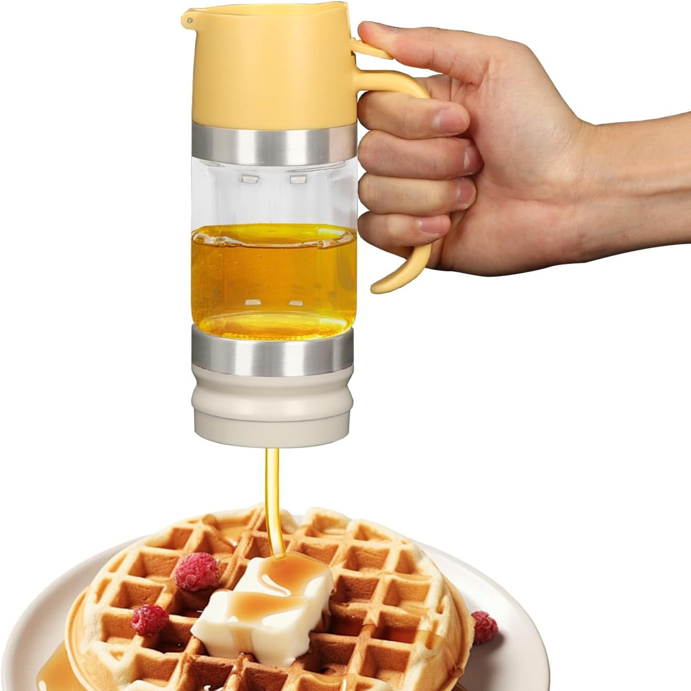 Glass Honey Dispenser No Drip - 10.65 OZ Honey Jar with Handle