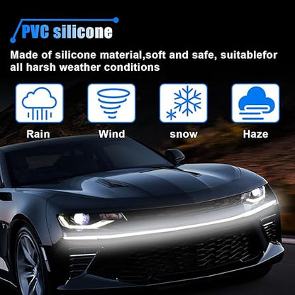 59 Inch Exterior Car LED Hood Light Strip, Flexible Waterproof Dynamic Scan Start Up Hoodbeam Lights
