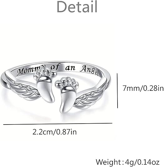 To My Mum-Mommy of an Angel Ring - Miscarriage Gifts for Mothers Pregnancy Loss, Memorial Sympathy Jewelry for Mom Women