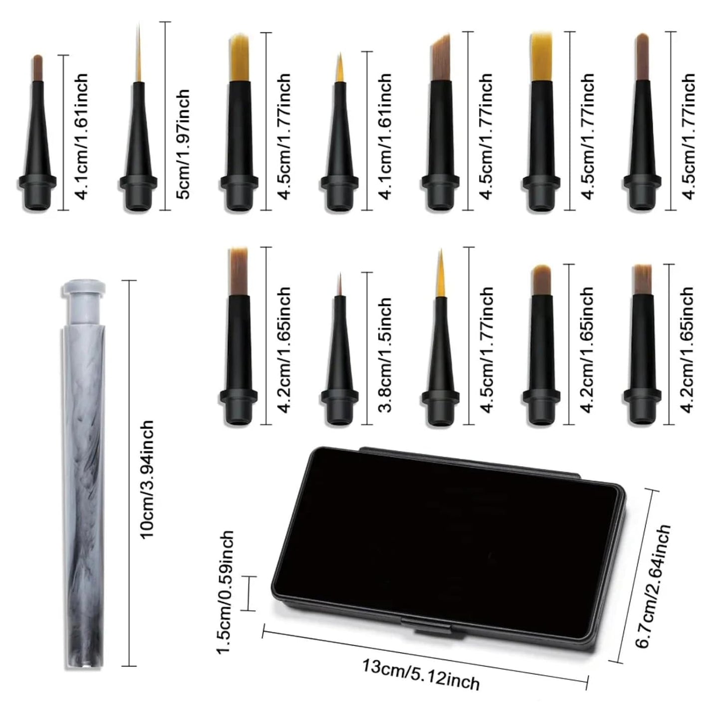 12-Piece Multifunctional Nail Art Brush Set Replaceable Heads