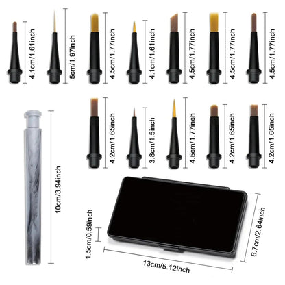 12-Piece Multifunctional Nail Art Brush Set Replaceable Heads