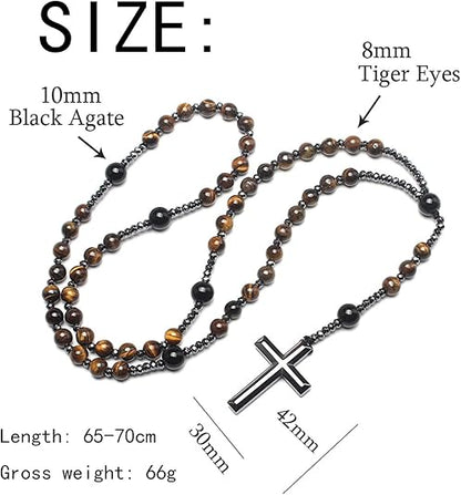 Natural Stone Cross Necklace,Handmade for Prayer and Meditation