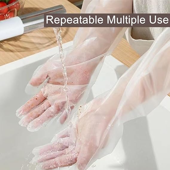 Long Sleeve Cleaning Gloves, 10Pcs/Set Reusable & Waterproof Protective Rubber Gloves for Household Duties