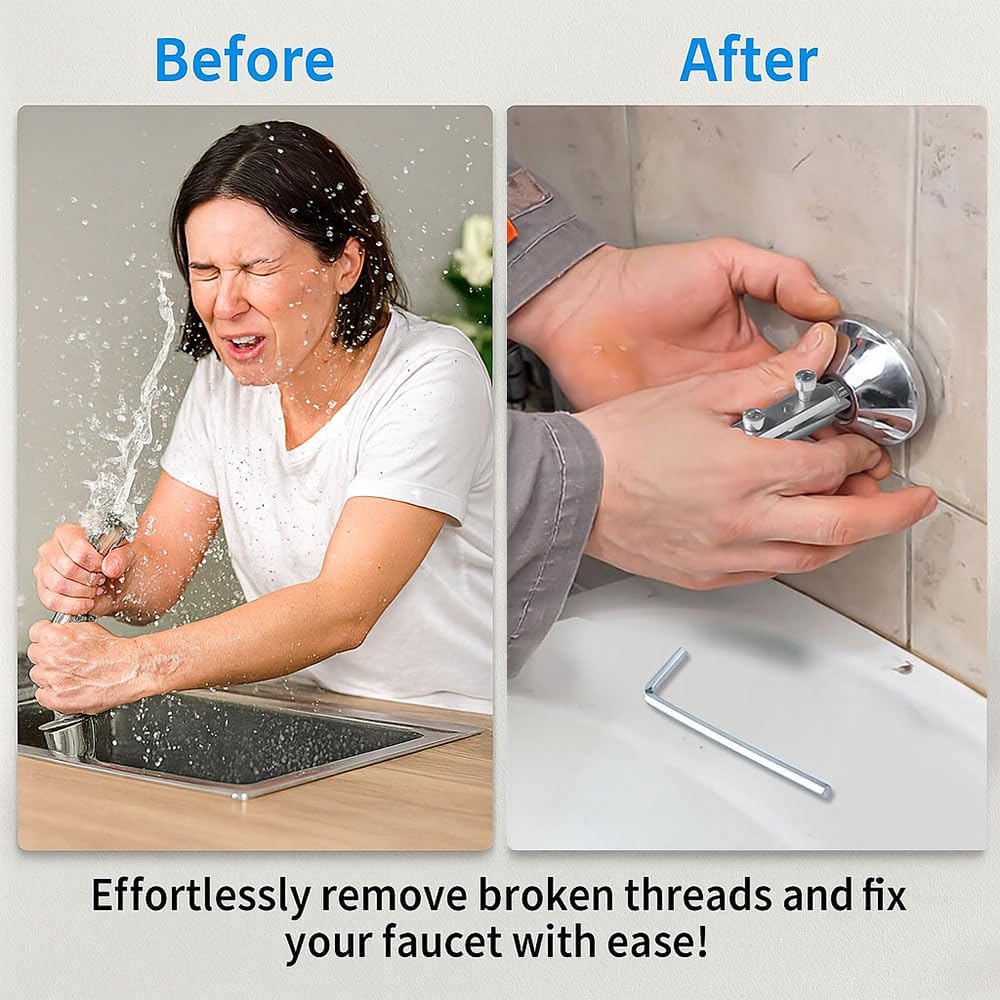 Broken Pipe Extractor Tool for Damaged Bolt and Faucet Removal, Pipe Screw Remover and Easy Out Valve Extractor Set
