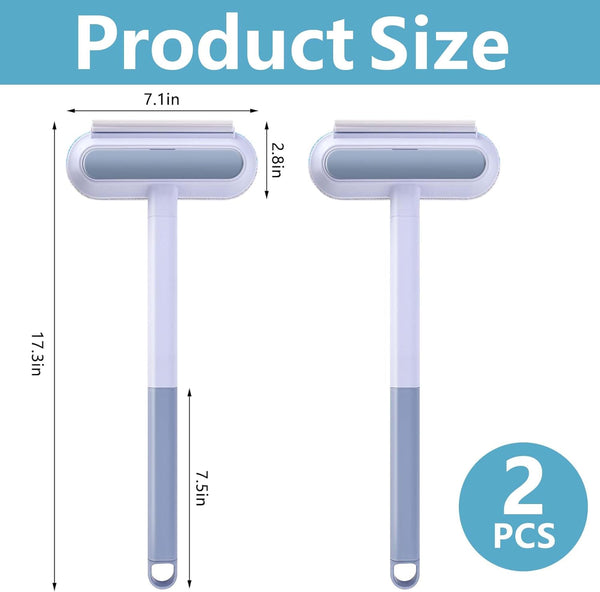 2Pcs Pet Hair Remover 4 in 1- Reusable Long Handle Dog Hair Remover Brush