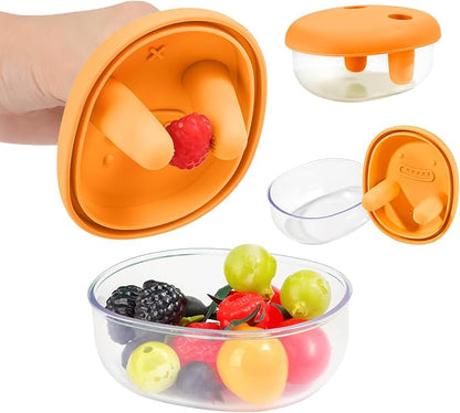 2-in-1 Portable Reusable Leak-Proof Silicone Lid No-Mess Snack Container For Keeping Hands Clean