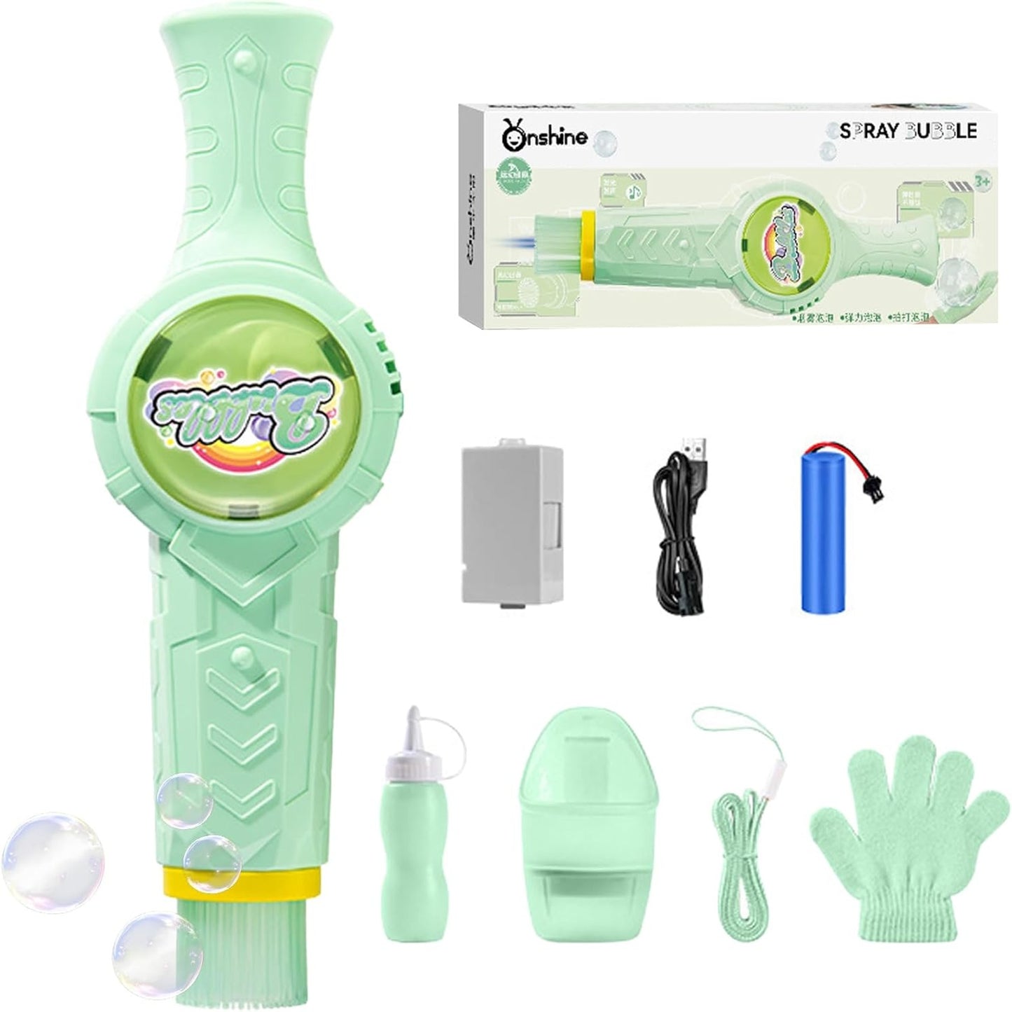 Rechargeable Automatic Electric Bubble Machine Colorful Lights & Music