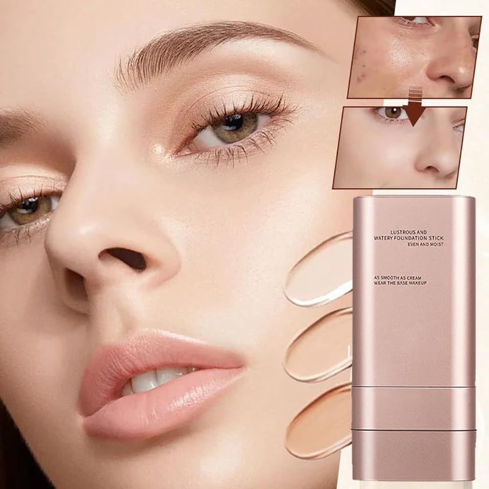 2 Pcs 2-in-1 Long-Lasting Dual-Ended Foundation Stick - Built-in Sunscreen, Lightweight Brighten Stick for All Skin Types
