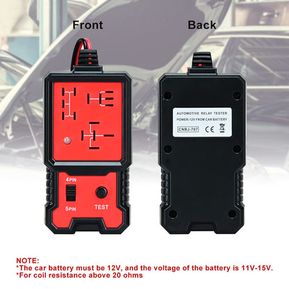 12-24V Automotive Relay Tester Kit with Test Leads, Fuse & Socket Tester, Signal Light for Car Battery Diagnostics