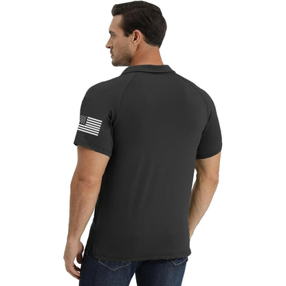 Men's American Flag Print Polo Shirt