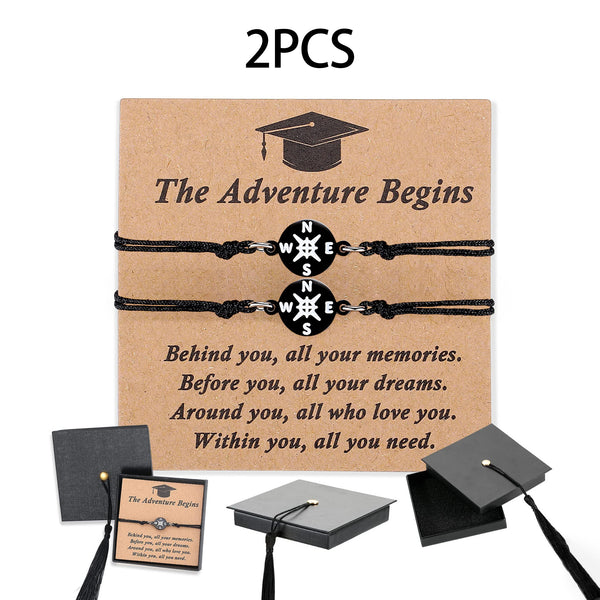 2pcs Unique Grad Cap Box - Adjustable Unisex Bracelet for Primary/Middle School/High School/College Grads