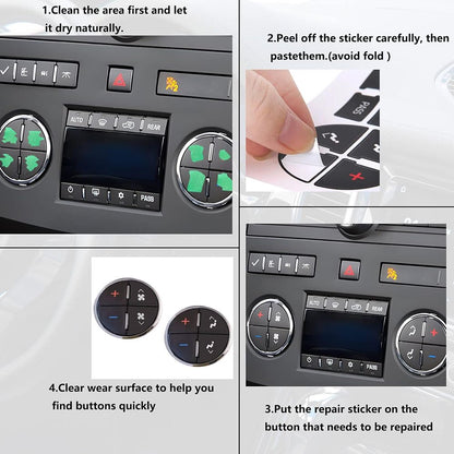Car AC Dash Accents Button Sticker Repair Kit for Fixing Ruined Faded A/C Control Buttons