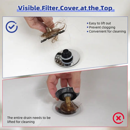 Innovative 3 in 1 Pop-up Bathtub Strainer Fit for Standard 1.5 to 2.4in Drain Hole