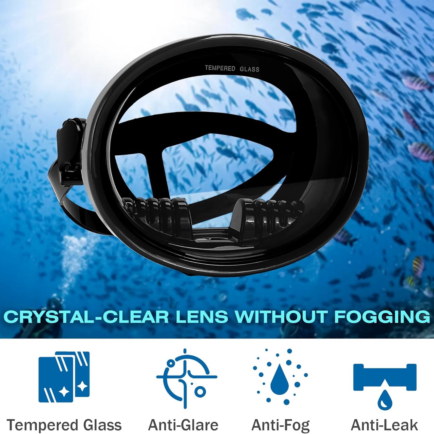 Snorkeling Gear for Adults - Anti-Fog Tempered Glass Mask