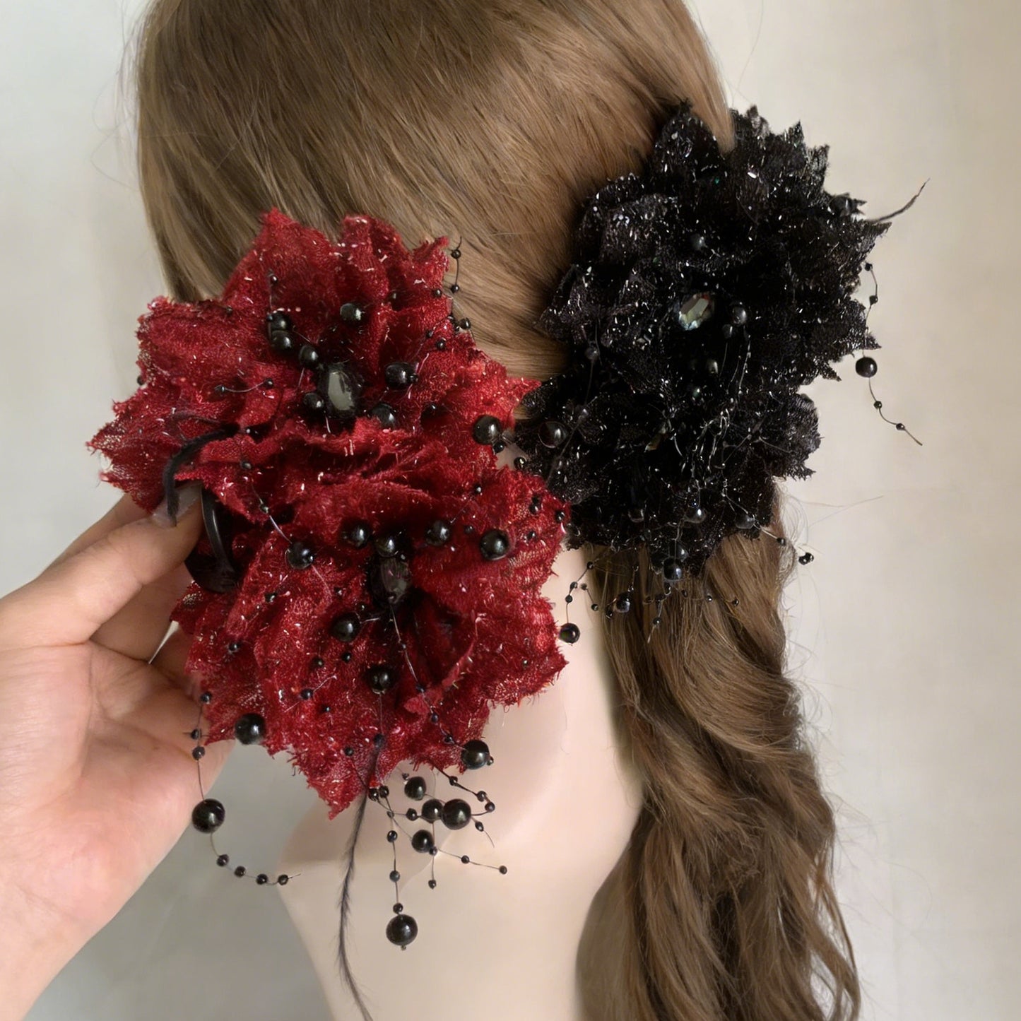 Vintage French Style Hair Clips with Floral Tassel Fringe