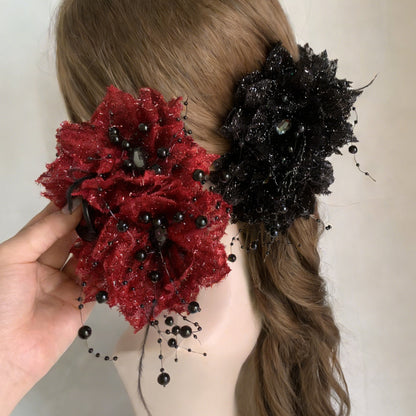 Vintage French Style Hair Clips with Floral Tassel Fringe