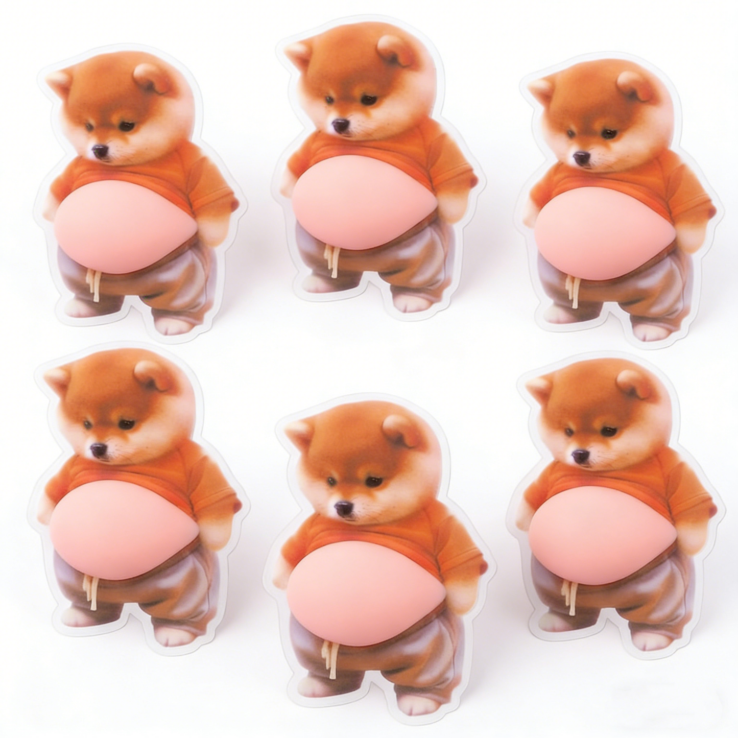6Pcs 3D Shiba Door Stopper Wall Protector – Soft Silicone Belly Crash Pad