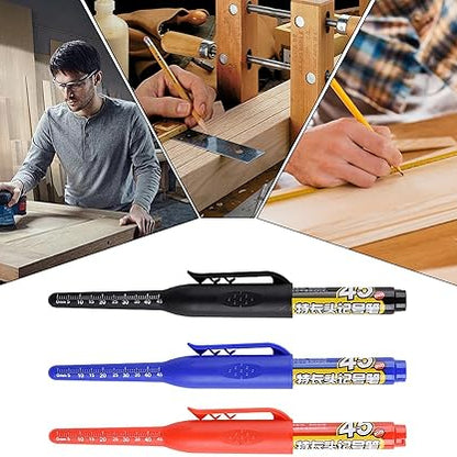 Refillable Water-Resistant Construction Marker, Heavy-Duty Carpenter Pen for Woodworking & Plumbing