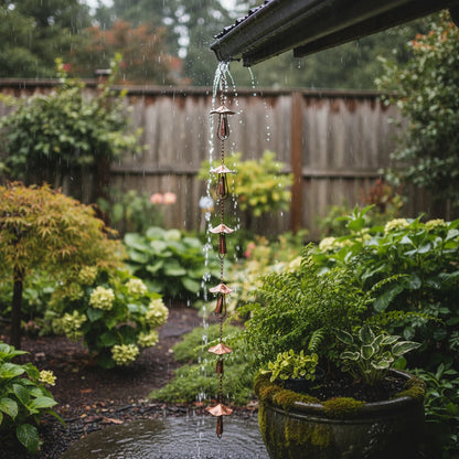Mushroom Rain Chain 4.3FT Hanging Rain Catch Downspout for Garden Drainage Eaves