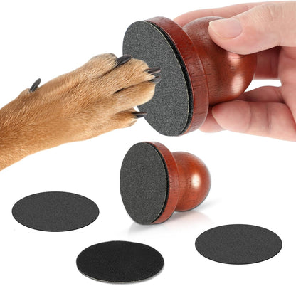 Portable Dog Nail Scratch Board, Solid Wood Pet Nail File with 6 PCS Sandpaper