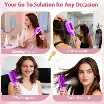2-in-1 Hair Brush with Water Spray Mister For Smooth