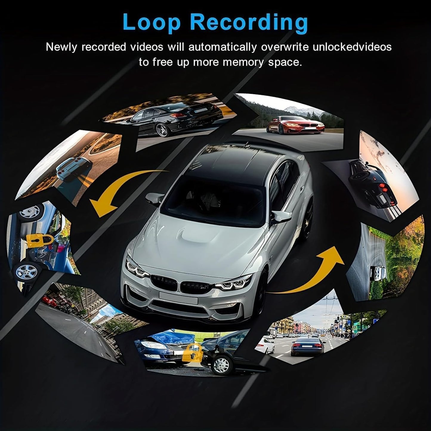 3 Channel Dash Camera for Cars Dash Cam Front Rear & Inside