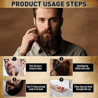 Beard Growth Kit, Beard Growth Kit with Beard Roller, Beard Growth Serum