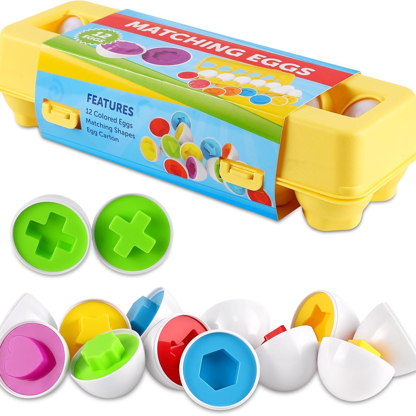 Matching Eggs 12 pcs Set Color & Shape Recoginition Sorter Puzzle