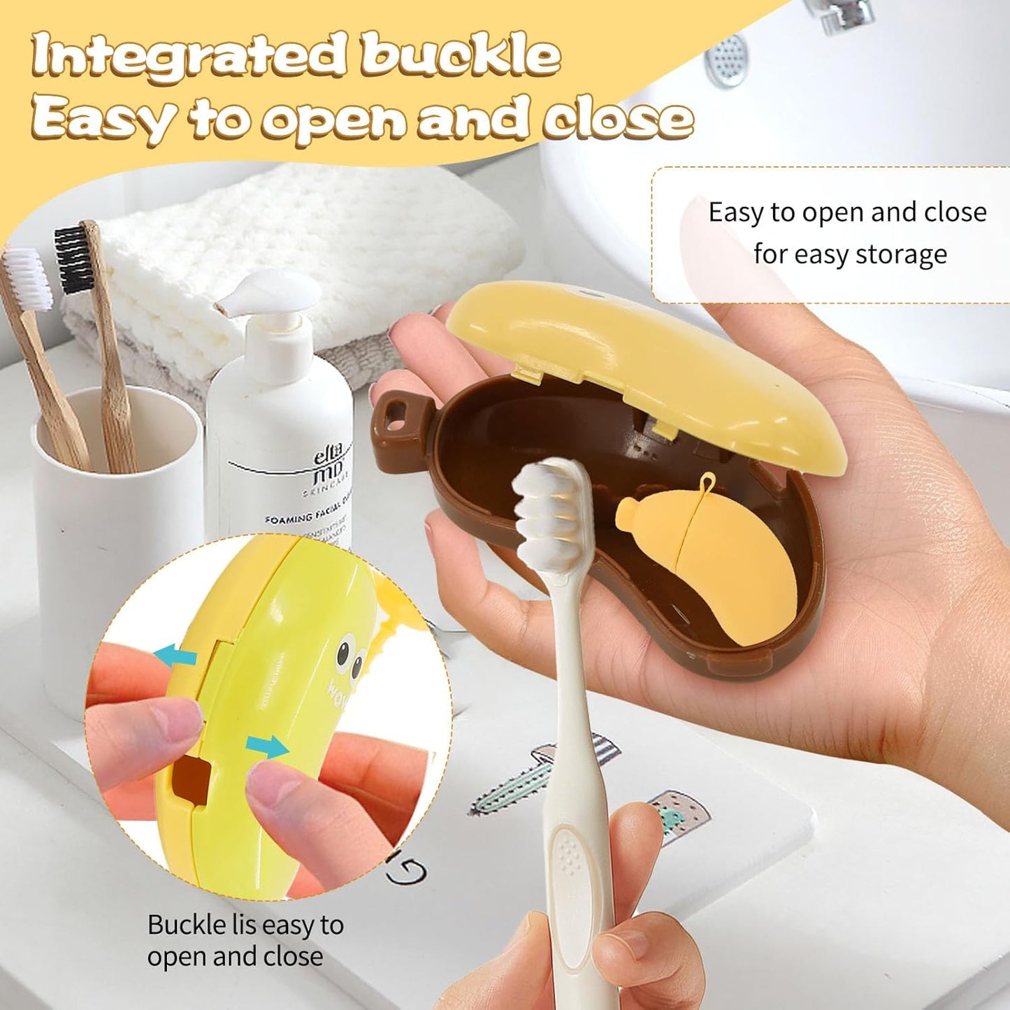 Banana Toothbrush Travel Case with Built-in Toothpaste Dispenser