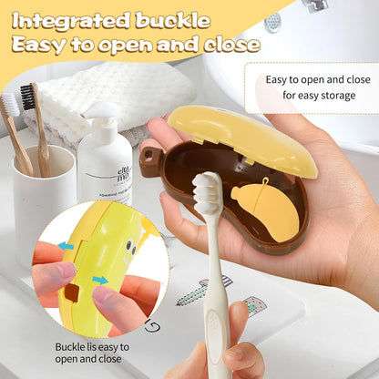 Banana Toothbrush Travel Case with Built-in Toothpaste Dispenser