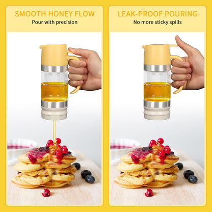 Glass Honey Dispenser No Drip - 10.65 OZ Honey Jar with Handle