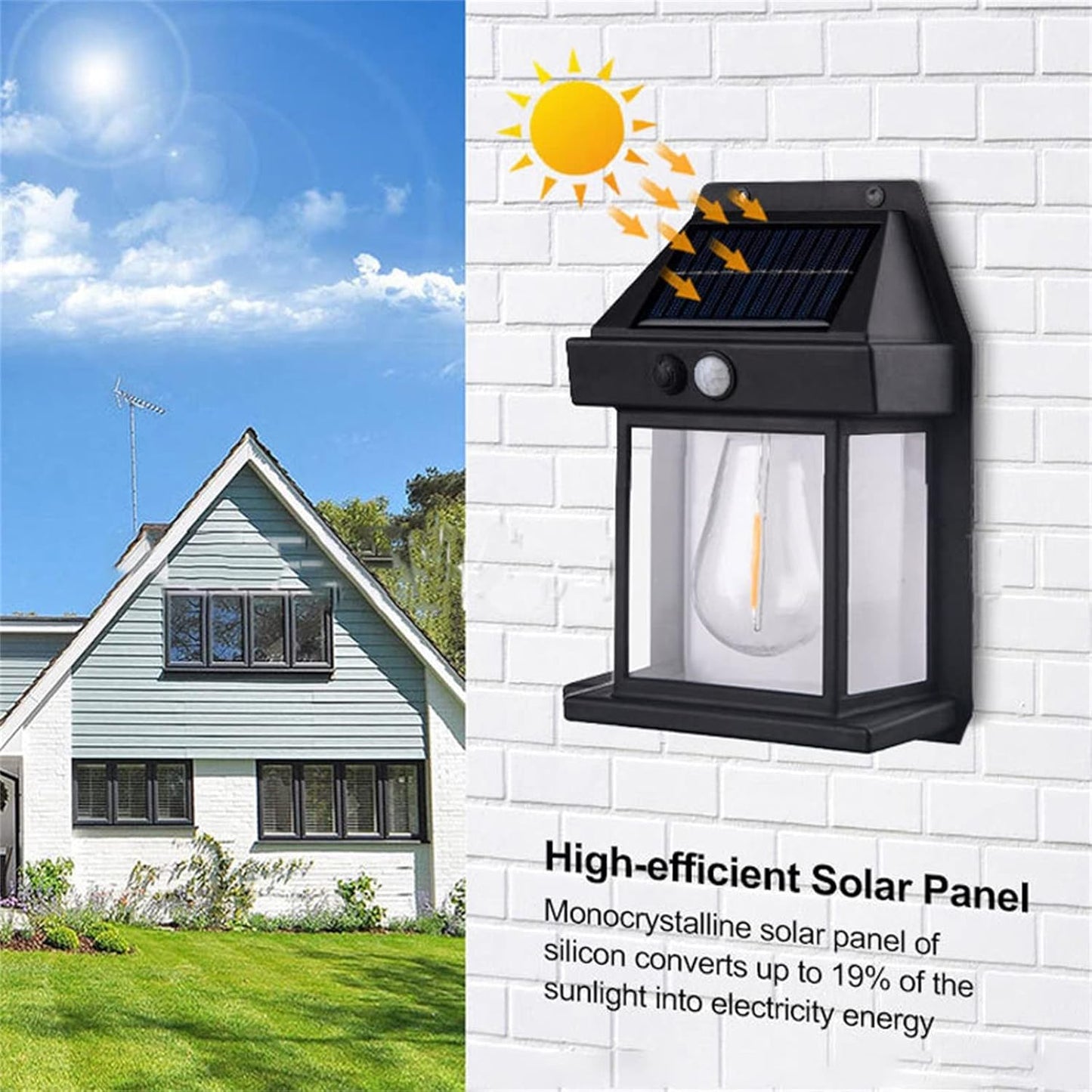 Solar Powered Outdoor Wall Lights Exterior Front Porch Security Light Wall Ornament
