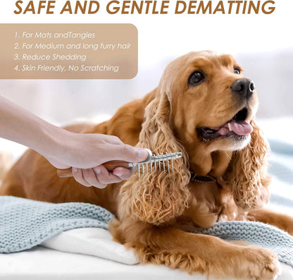Dog Dematting Brush & Rake, Detangler Brush for Dogs