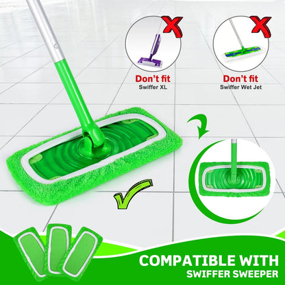 Rotating Wet & Dry Mop Set with 3pcs Reusable Microfiber Mop Pads
