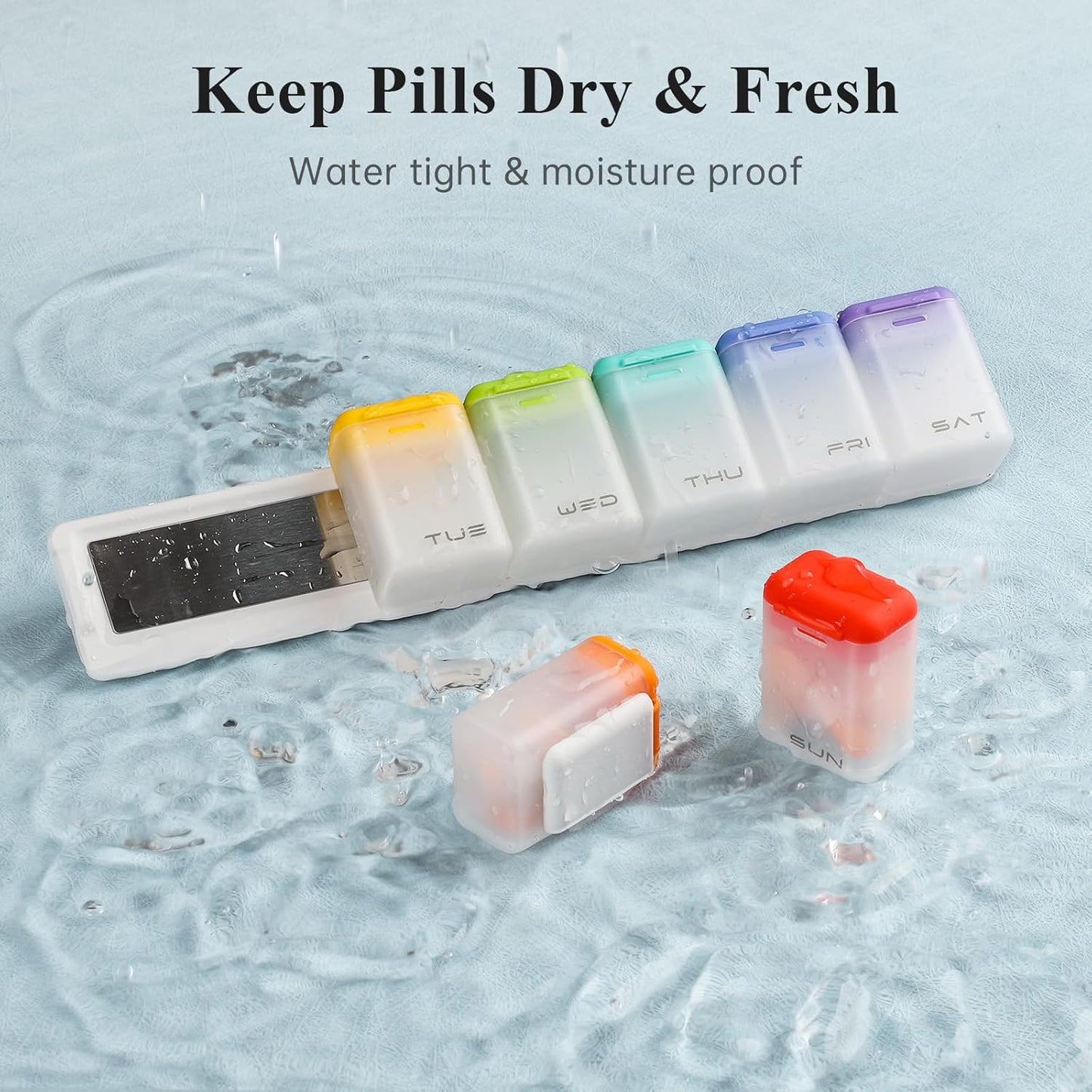 Magnetic Pill Organizer for Fridge, Pill Cases Organizers 7 Day with Removable Compartments