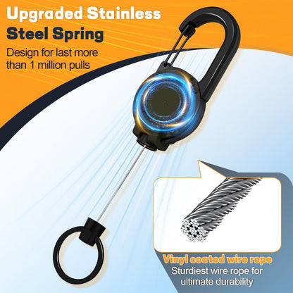 Retractable Keychain 3 Pack, Heavy Duty ID Badge Holder Reel