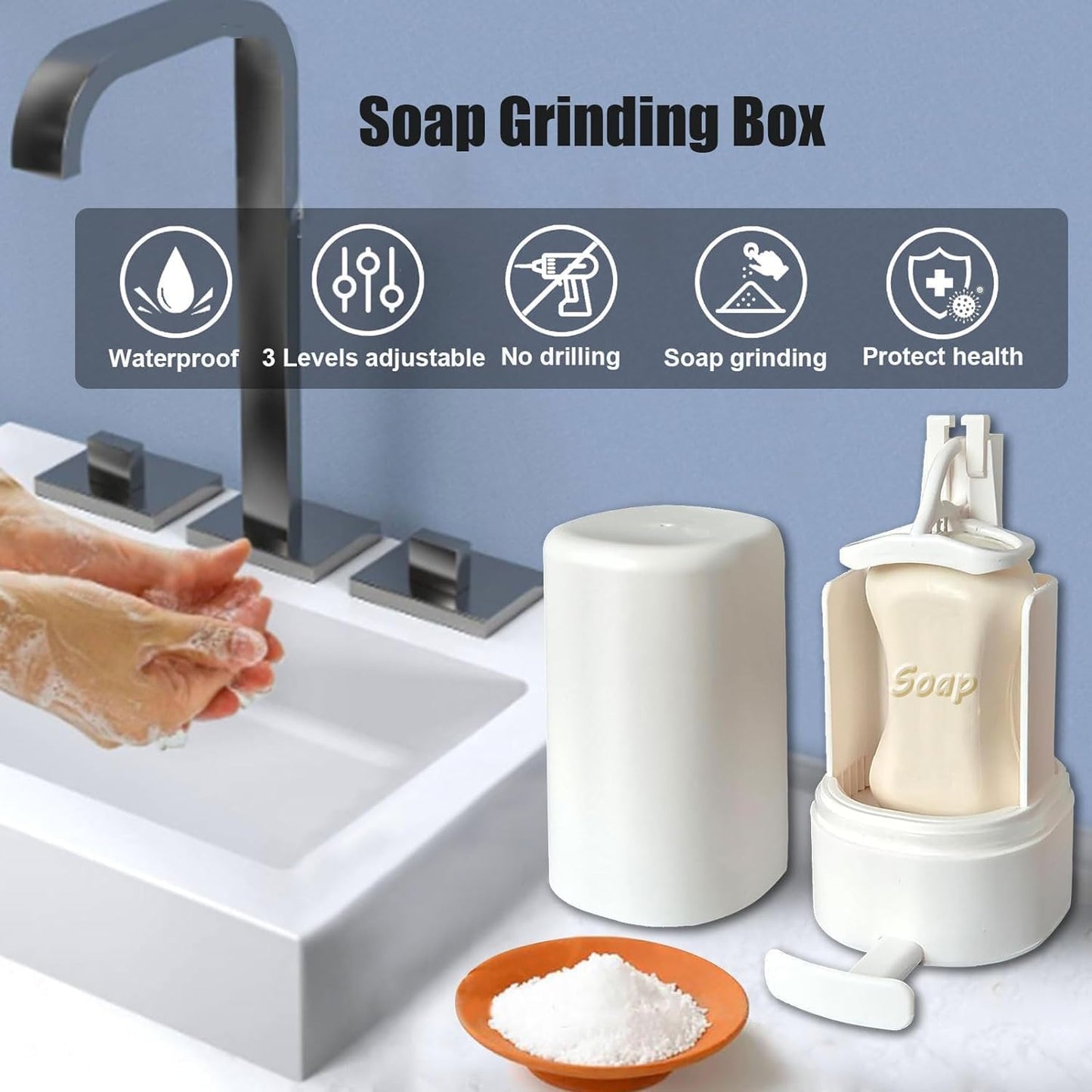 Soap Grinder for Bar Soap Wall-Mounted, No Drilling Waterproof