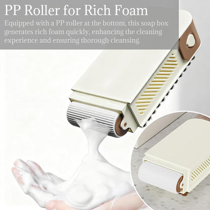 Multi-Functional 3-in-1 Foaming Soap Box with Roller & Scrub for Portable Cleaning & Storage
