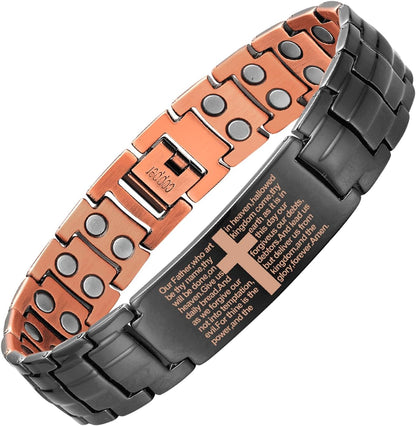 Ultra Strength Magnetic Copper Cross Bracelet For Men
