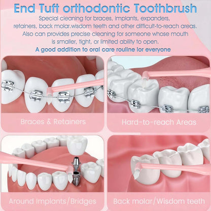 4Pcs End Tuft Toothbrush, Small Round Head Braces Toothbrush, Individually Wrapped Small Toothbrushs for Gums