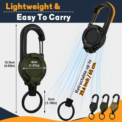 Retractable Keychain 3 Pack, Heavy Duty ID Badge Holder Reel