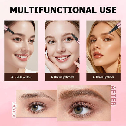Waterproof Long-Lasting Smudge-Resistant 4-Tip Microblading Eyebrow Pen for Hair Stroke Brows