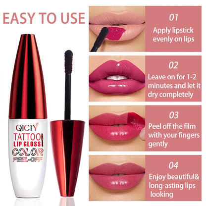 4PCS Peel Off Lip Stain Lip Tint Set - Waterproof Long-Lasting Tear-off Lip Gloss