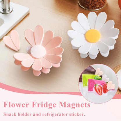 2Pcs Flower Butterfly Bag Clips for Airtight Seal Fridge Decor, 3D Plastic Flower Snack Sealing Clip