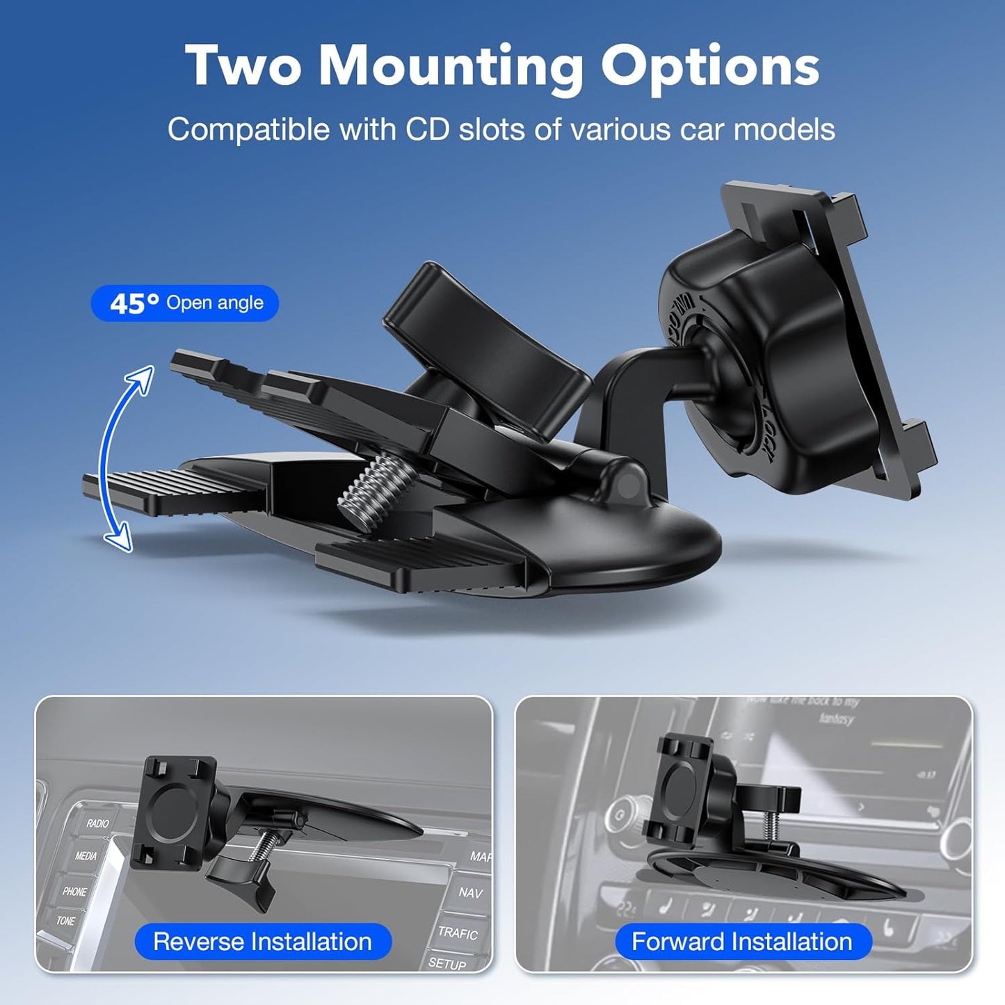 CD Slot CarPlay Screen Mount for 7–10.5" Displays, Stable Anti-Vibration Holder for CarPlay & Android Auto Screens